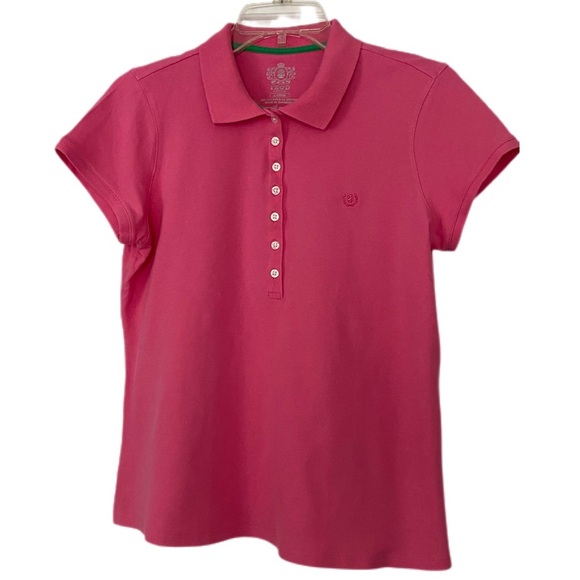 Izod Pink Cap Sleeve Polo Button Front Knit Shirt Size Large Petite - Picture 1 of 11